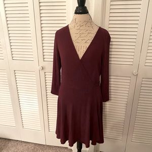 Express Maroon Wrap Dress - Long Sleeves
